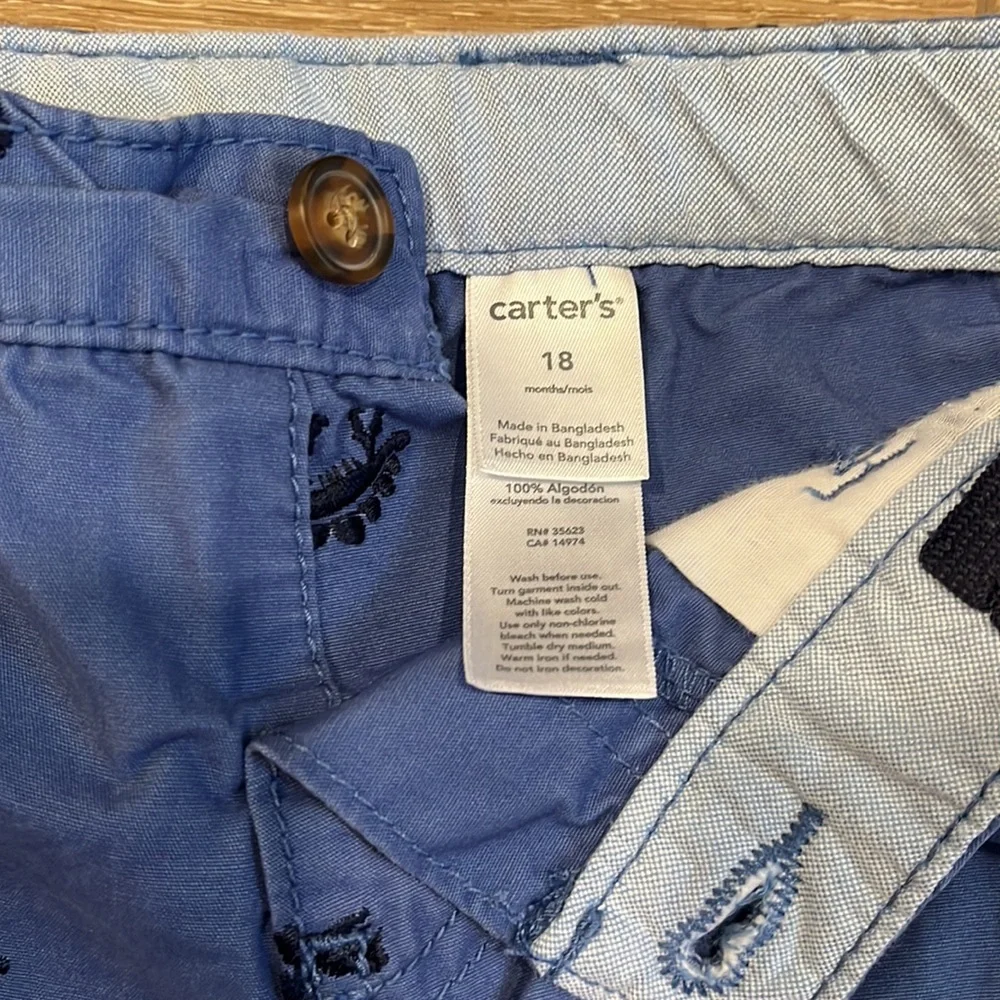 Carter's Dinosaur Print Shorts 18M Adjustable Waist Cotton Toddler Boys